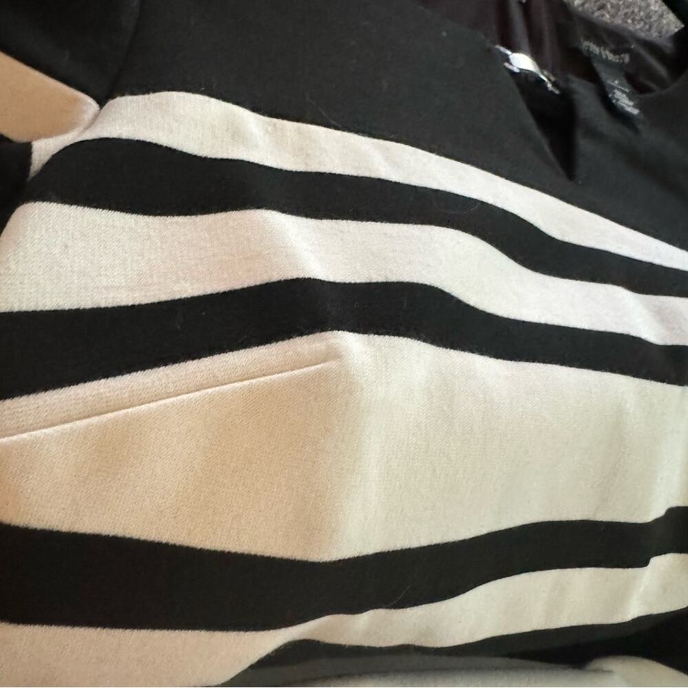 WHITE HOUSE BLACK MARKET ecru & black stripe shift dress size 4 Easter Sunday - Picture 7 of 13